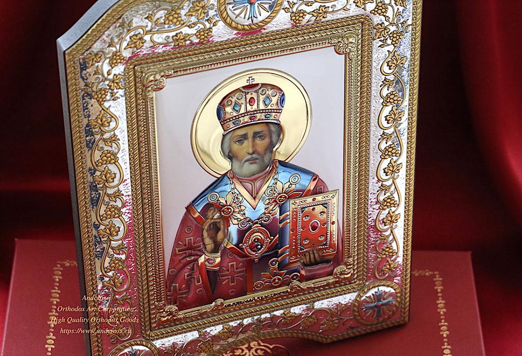 Orthodox silver Icon - The Saint Nicholas wonderworker - Image 9