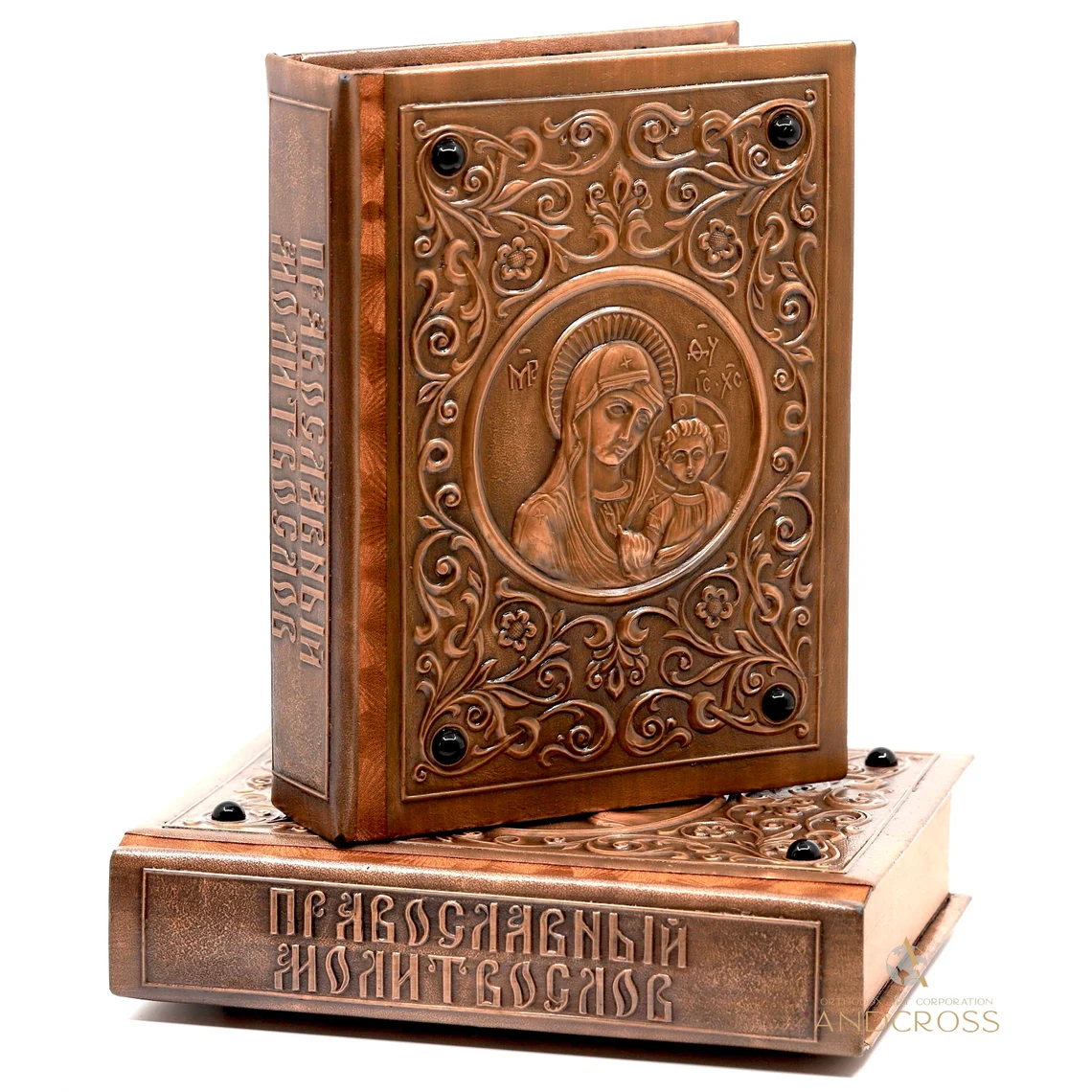 Orthodox Prayer Book, Hard Copper Cover and varnished, Kazan Icon of the Mother of God, Ancient Ornament, handycraft. Gift Edition