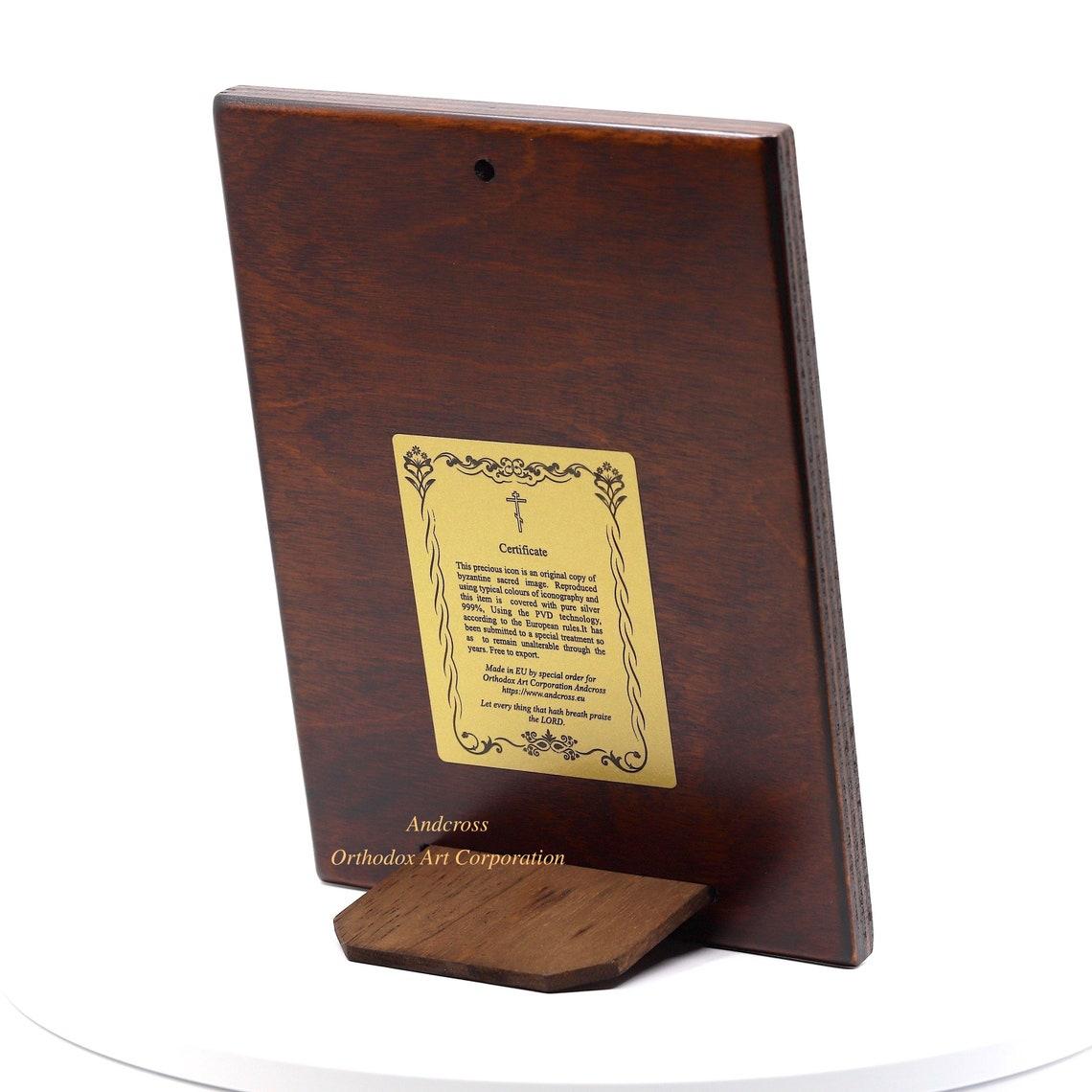 Theotokos of Kazan, Our Lady of Kazan, Christian Orthodox Icon, Wood and Silver Plated 999, Gift box, Handmade. B159 - Image 3