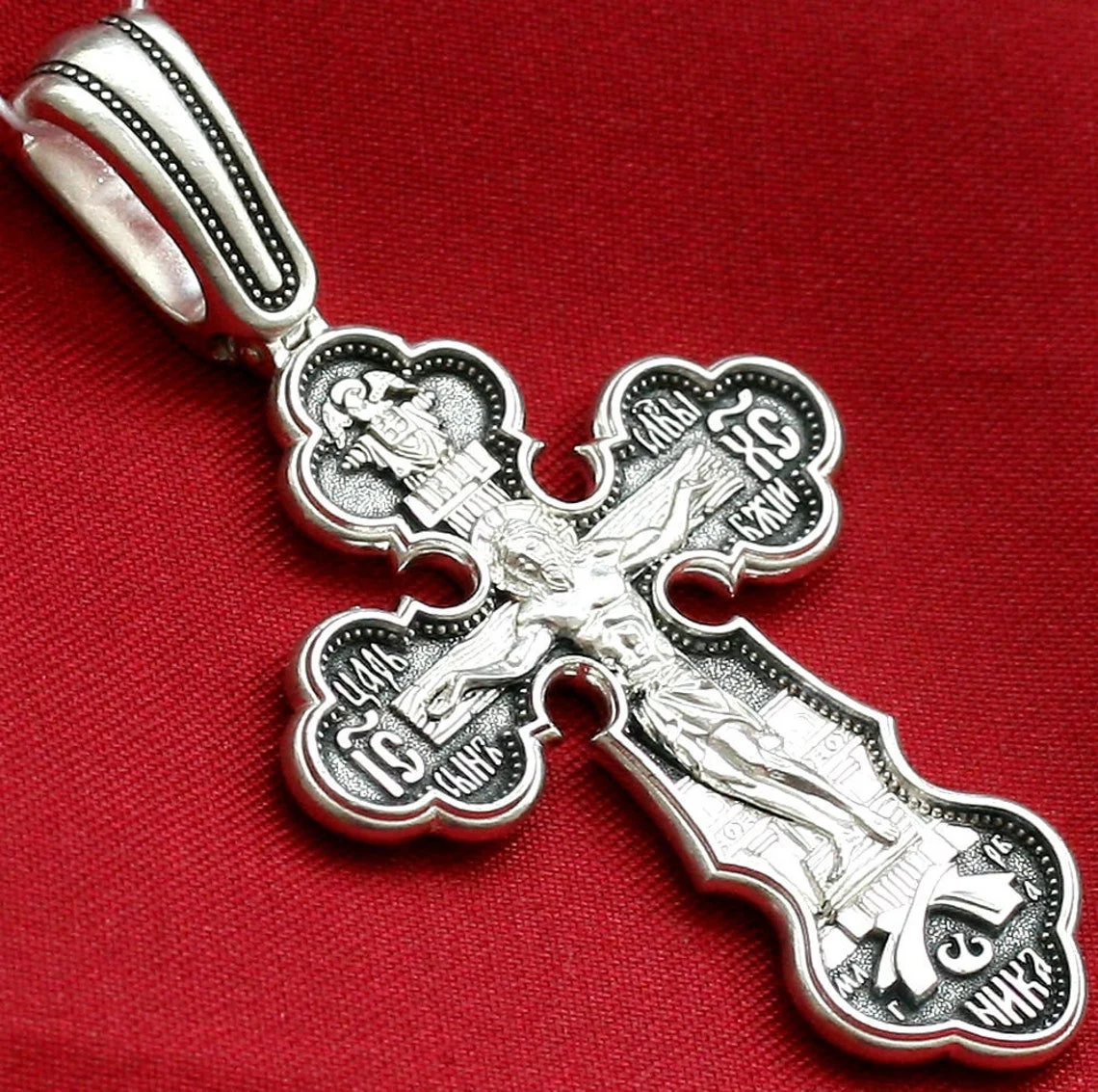 Mother of God Pokrov - Sign. Big Russian Orthodox Prayer Crucifix Rare Silver 925 Elizaveta Factory - Image 2