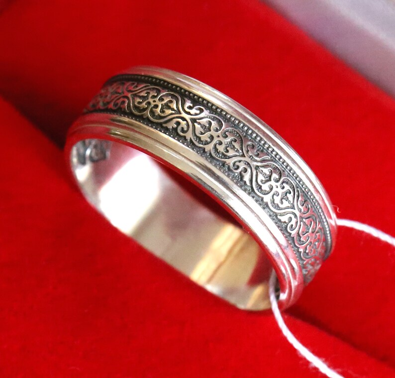 Protective Byzantine Silver 925 Ring – Mother of God Prayer – Floral Design – Authentic Orthodox Christian Jewelry - Image 4