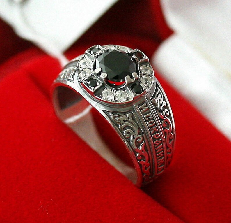 Sacred Orthodox Silver 925 Ring for Men – Gemstone Accents – Perfect Spiritual Gift for Him - Image 3