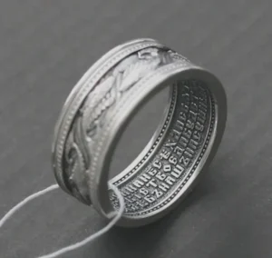 Handcrafted Eastern Orthodox Wide Silver 925 Ring – Jesus Fish – Old Slavonic Prayer – Authentic Men's Christian Jewelry - Image 5