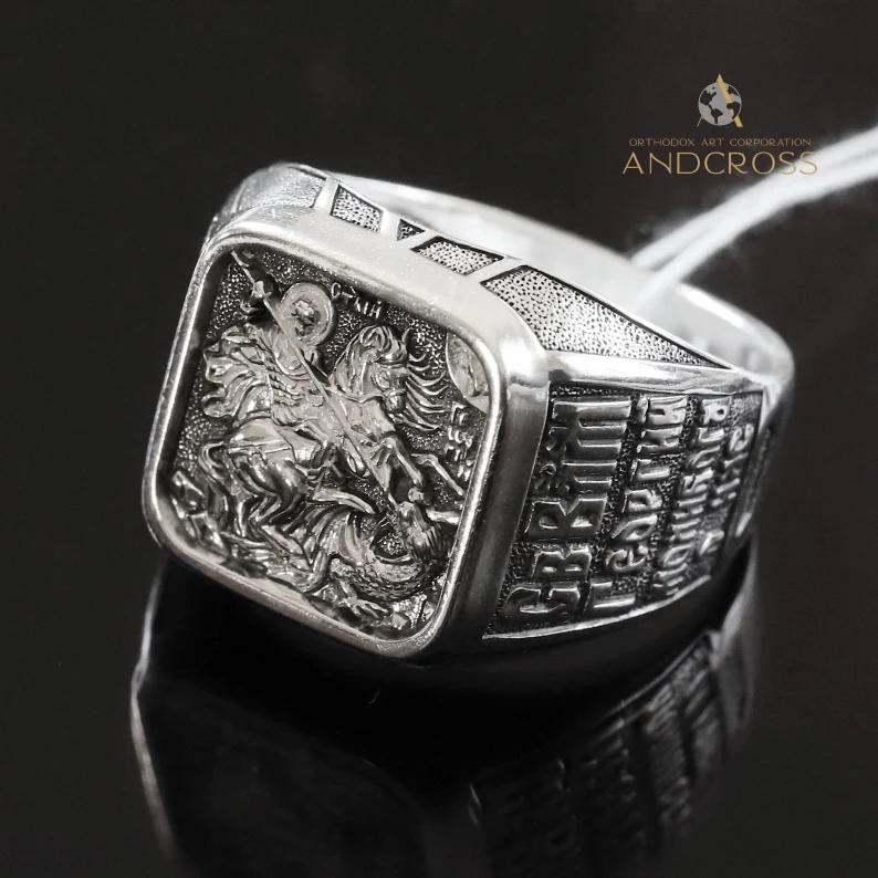 Saint George Guardian Ring – 925 Sterling Silver Orthodox