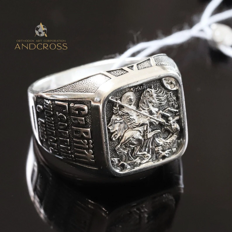 Saint George Guardian Ring – 925 Sterling Silver Orthodox - Image 2