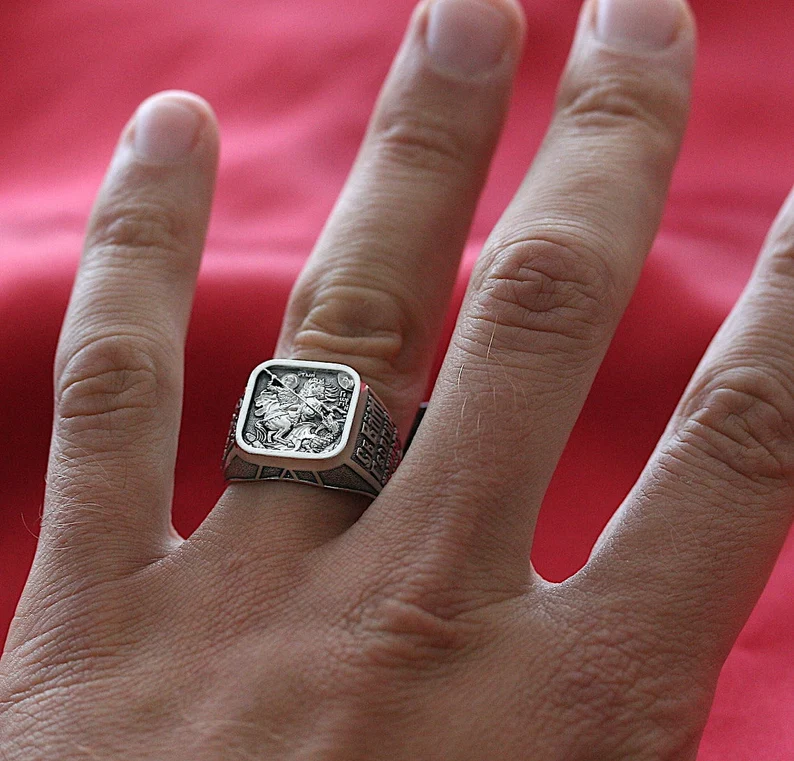 Saint George Guardian Ring – 925 Sterling Silver Orthodox - Image 3