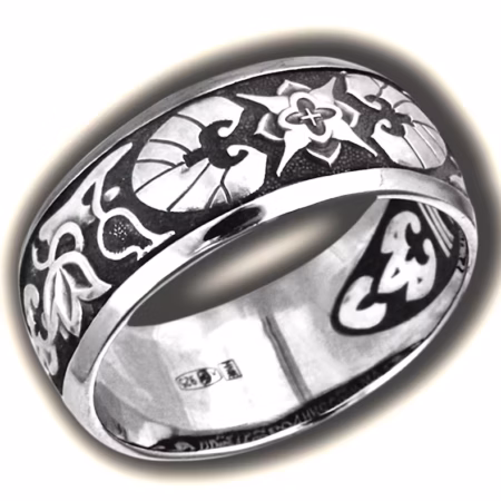 Byzantine Silver Ring with Theotokos Icon — 925 Solid Sterling, Handmade Prayer Band, Christening & Gift Symbol