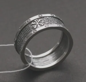 Christ Emblem Psalm Ring – Orthodox 925 Silver – Men's Old Slavonic Faith Band - Image 4