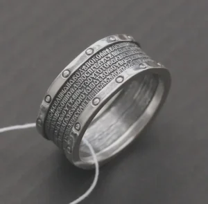 Christ Emblem Psalm Ring – Orthodox 925 Silver – Men's Old Slavonic Faith Band - Image 5