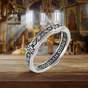 Holy Dove Silver Ring – 925 – Russian Inscription – Orthodox Christian Prayer Band - Image 4